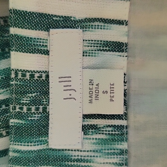 J. Jill Green White Ikat Stripe Embroidered Sheath Dress Size Small Petite SP - Picture 6 of 8